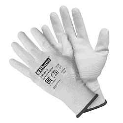 Перчатки из полиэстера с полиуретановым покрытием, белые, Fiberon, 9 (L), 120/12 PSV036P