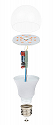 Лампа светодиодная для растений. Форма "A", прозрачная колба LED-A60-9W/SP/E27/CL ALM01WH
